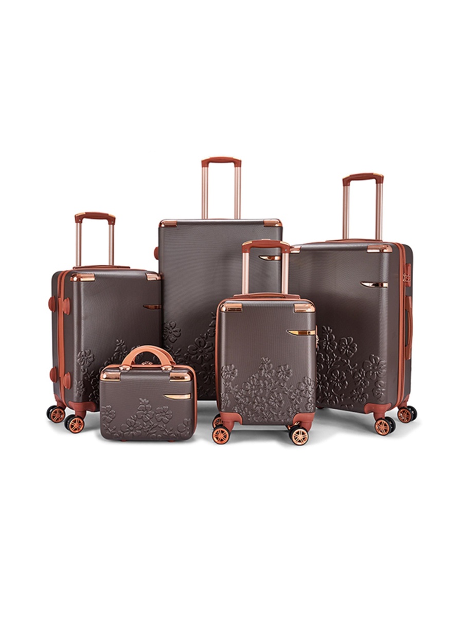 5-Piece Luggage Set with Spinner Wheels, Brown
