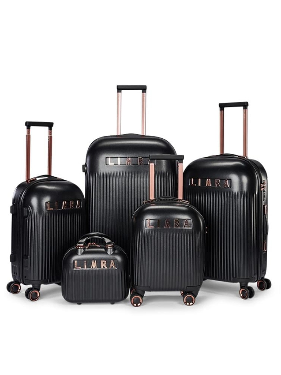 5-Piece Luggage Set with Hard Shell and Spinning Wheels, Black