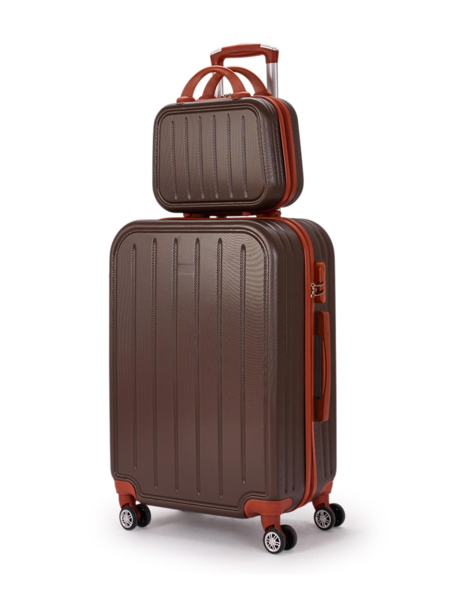 6-Piece Luggage Set with Spinner Wheels, Brown