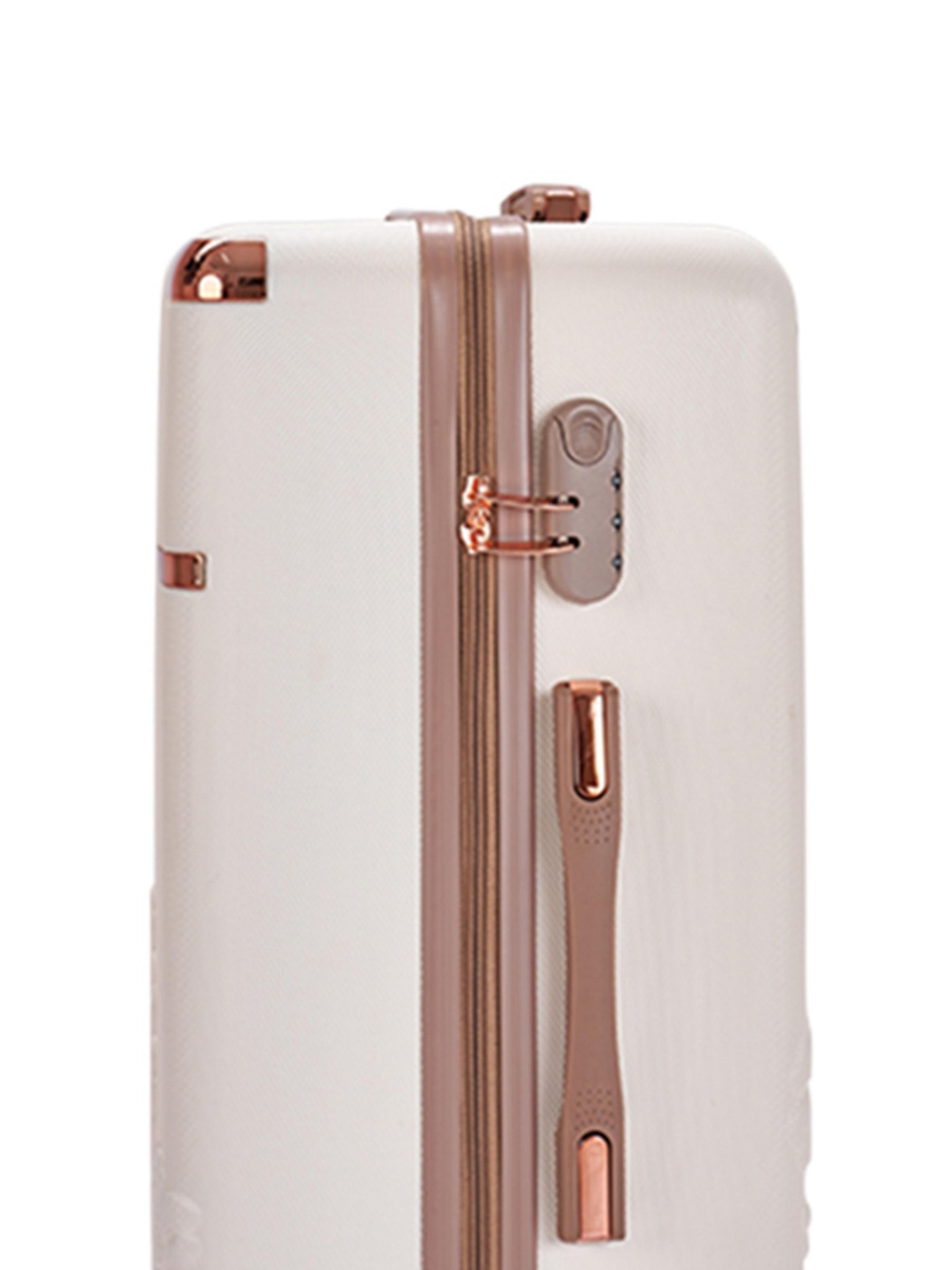20-Inch Carry-On Luggage with Spinner Wheels, Beige/Gold
