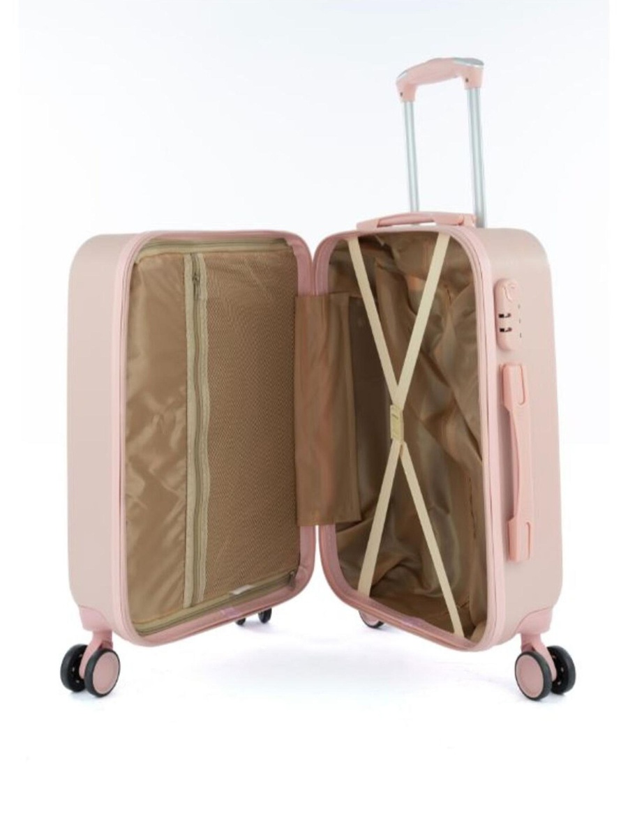 6-Piece Luggage Set with Spinner Wheels, Pink