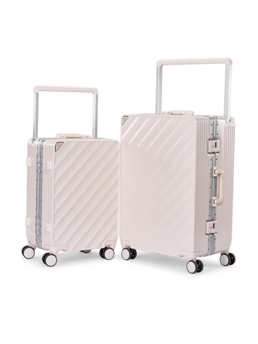 2-Piece Luggage Set with Hard Shell and Spinner Wheels, Beige