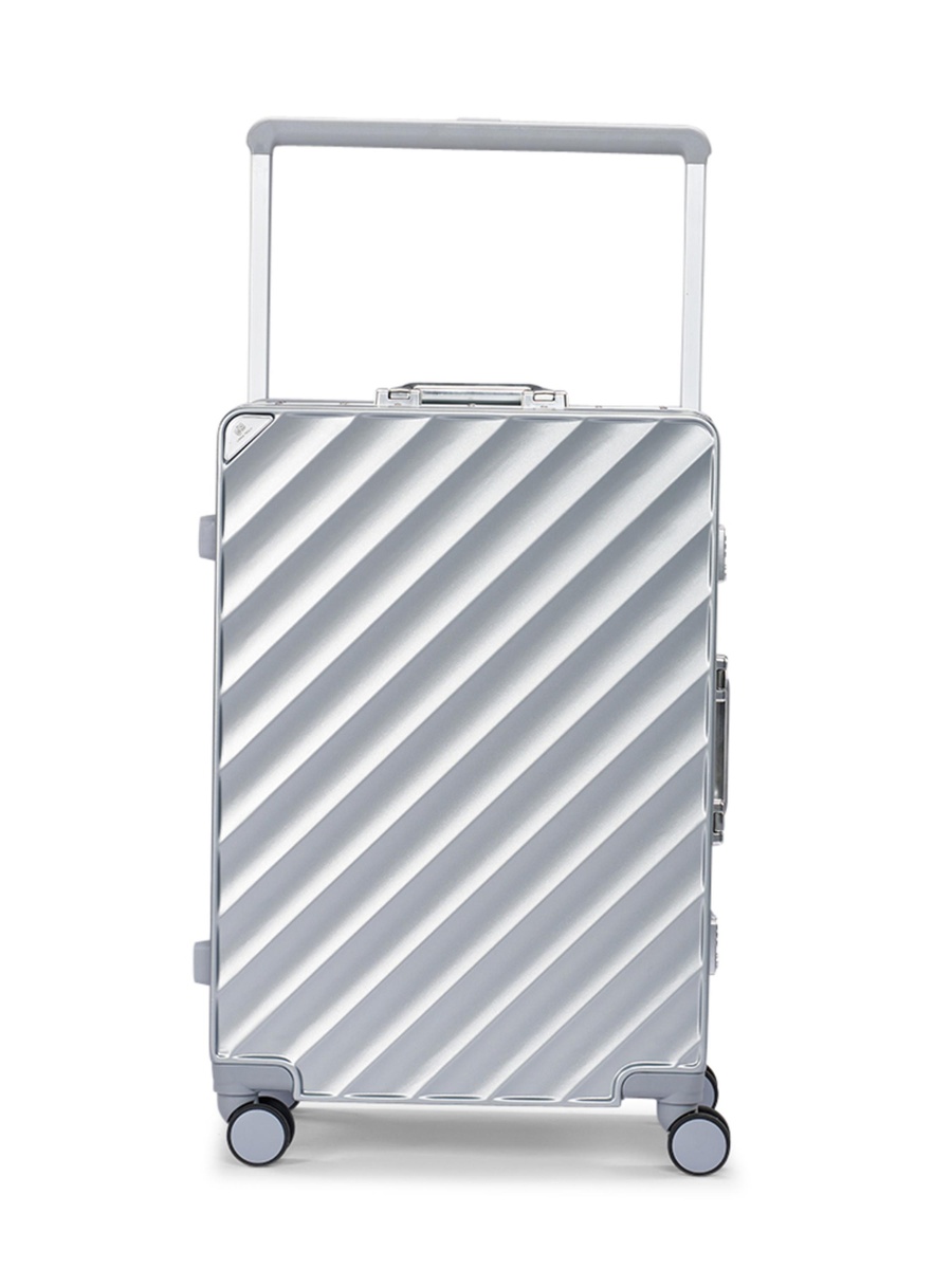 2-Piece Luggage Set with Hard Shell and Spinner Wheels, Silver