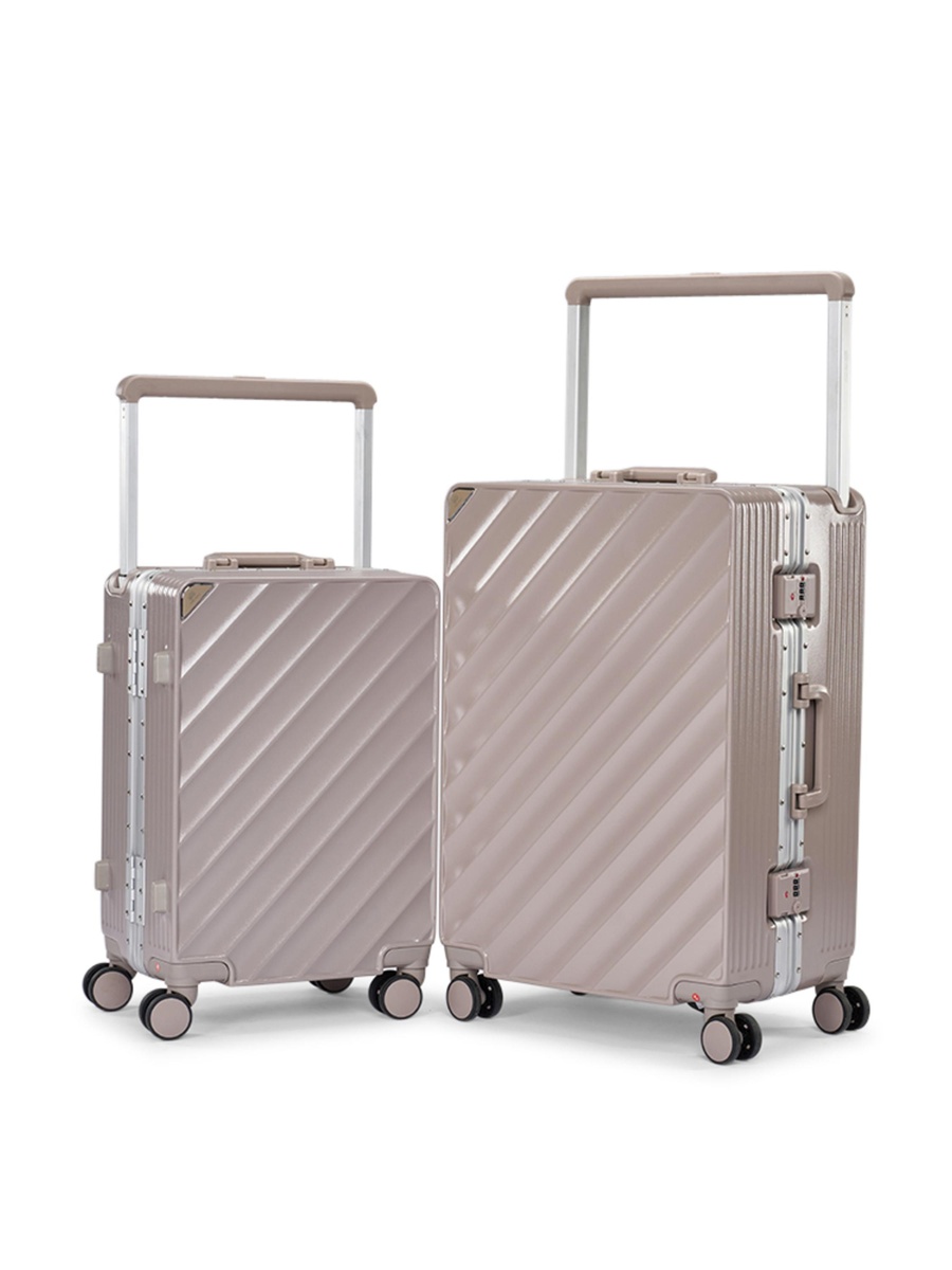 2-Piece Luggage Set with Hard Shell and Spinner Wheels, Brown