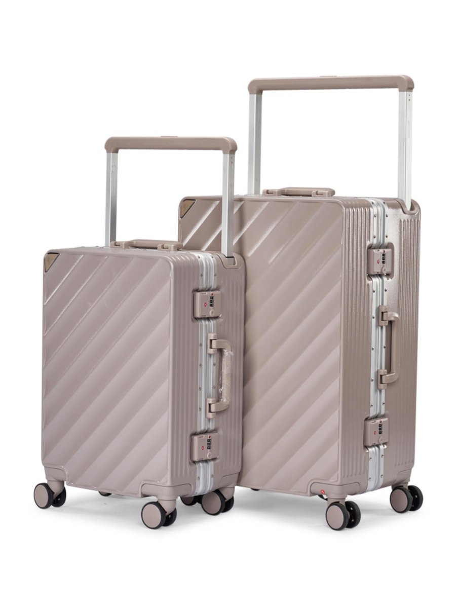 2-Piece Luggage Set with Hard Shell and Spinner Wheels, Brown
