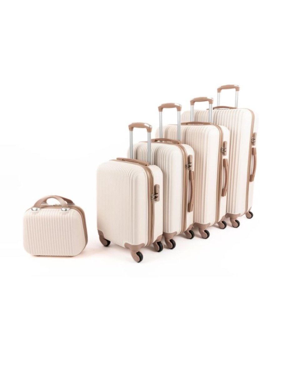 5-Piece Luggage Set with Spinner Wheels, Beige