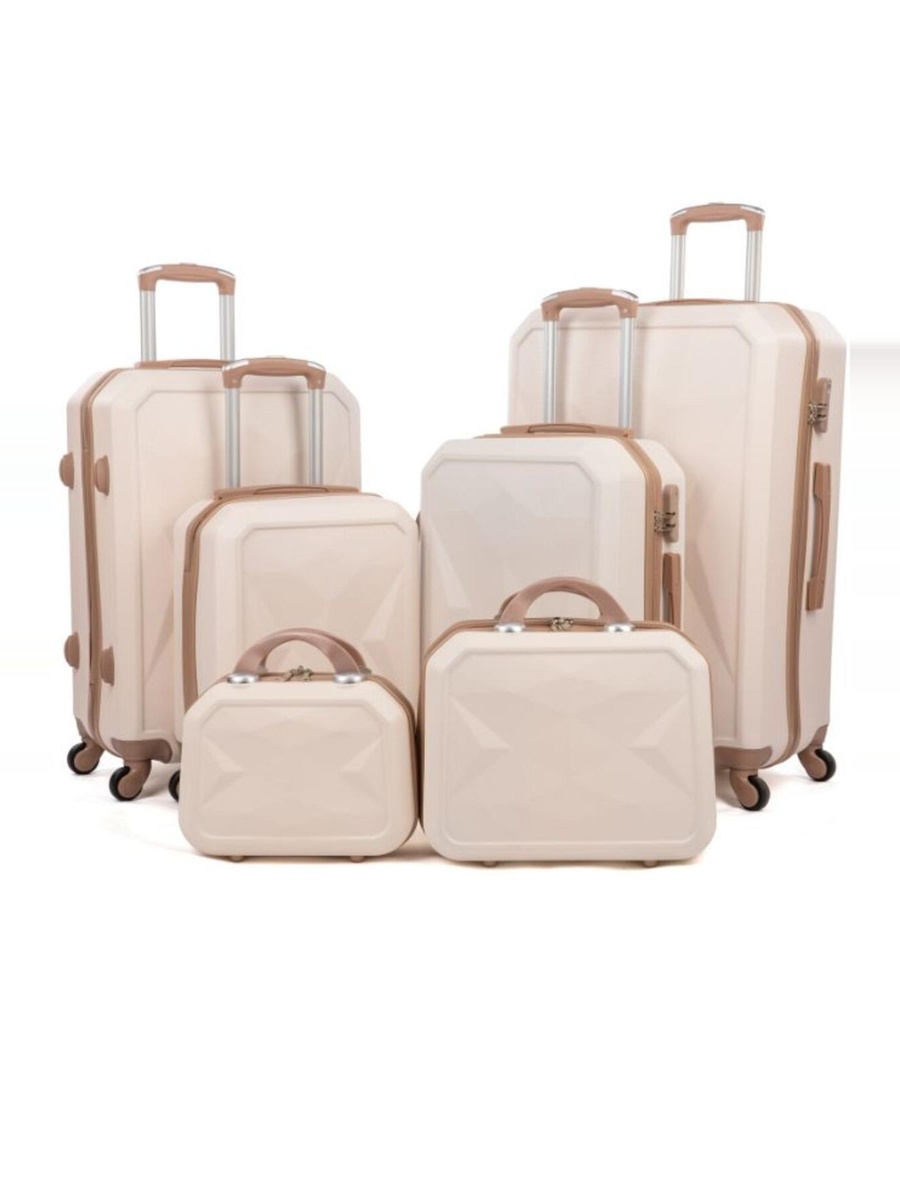 6-Piece Luggage Set with Spinner Wheels, Beige