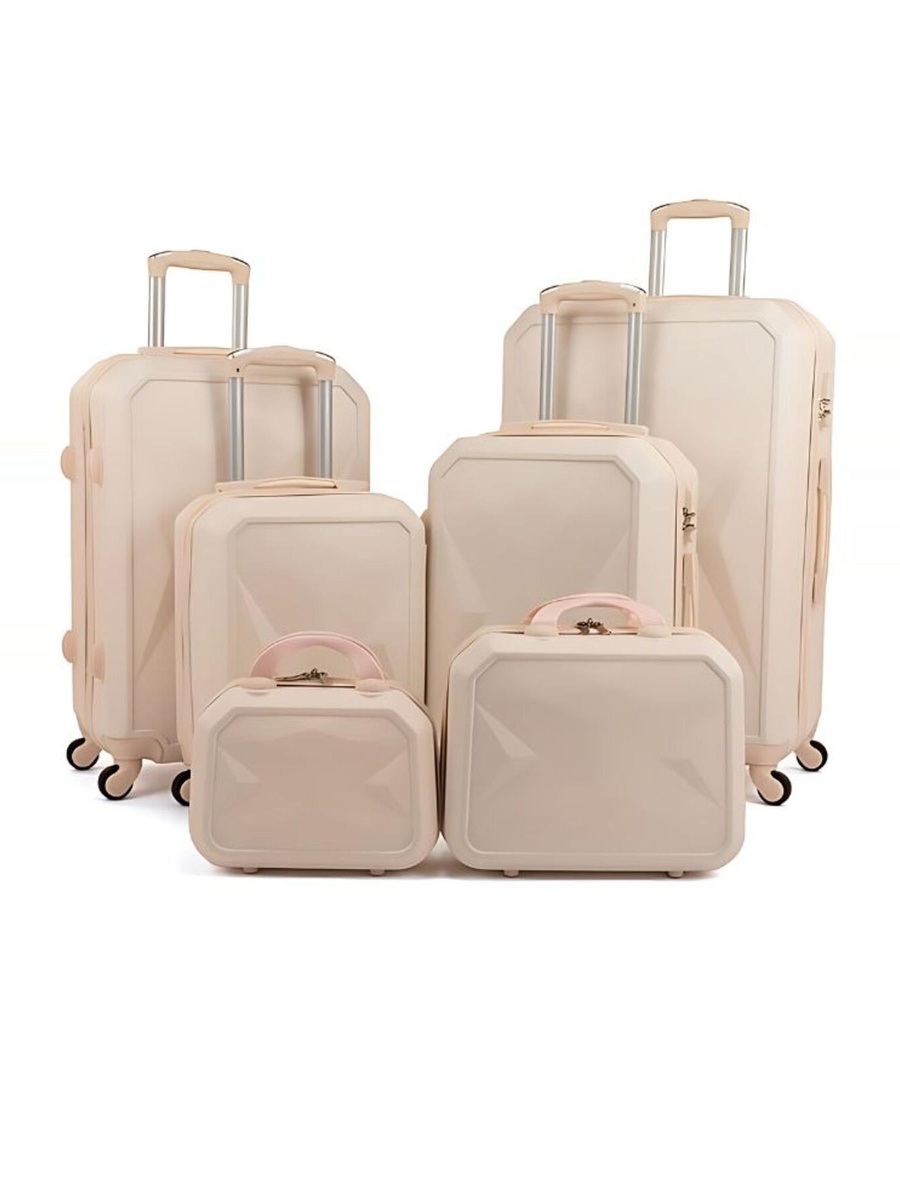 6-Piece Luggage Set with Spinner Wheels, Beige