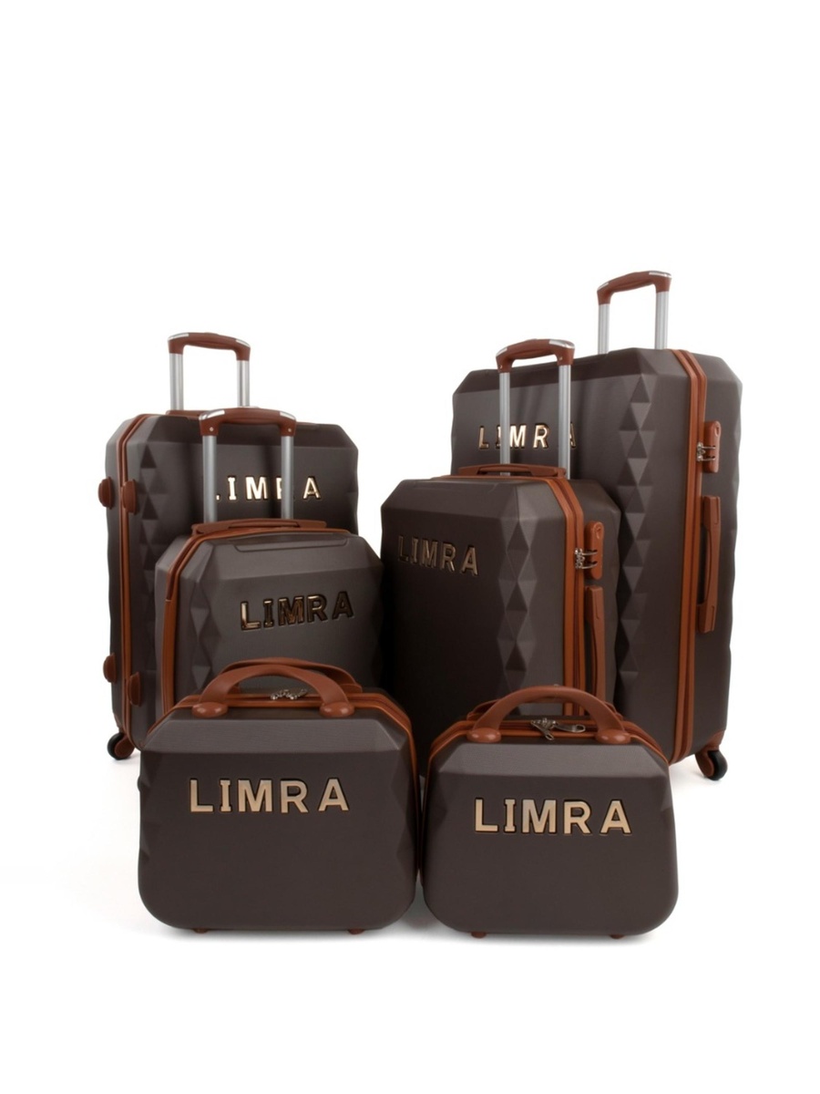 6-Piece Luggage Set with Swivel Wheels, Coffee Brown