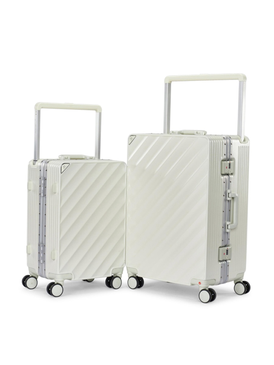 2-Piece Luggage Set with Hard Shell and Spinner Wheels, Cream