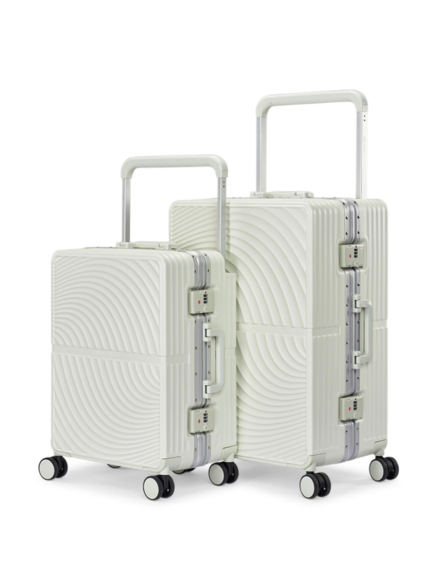 2-Piece Luggage Set with Hard Shell and Spinner Wheels, Cream
