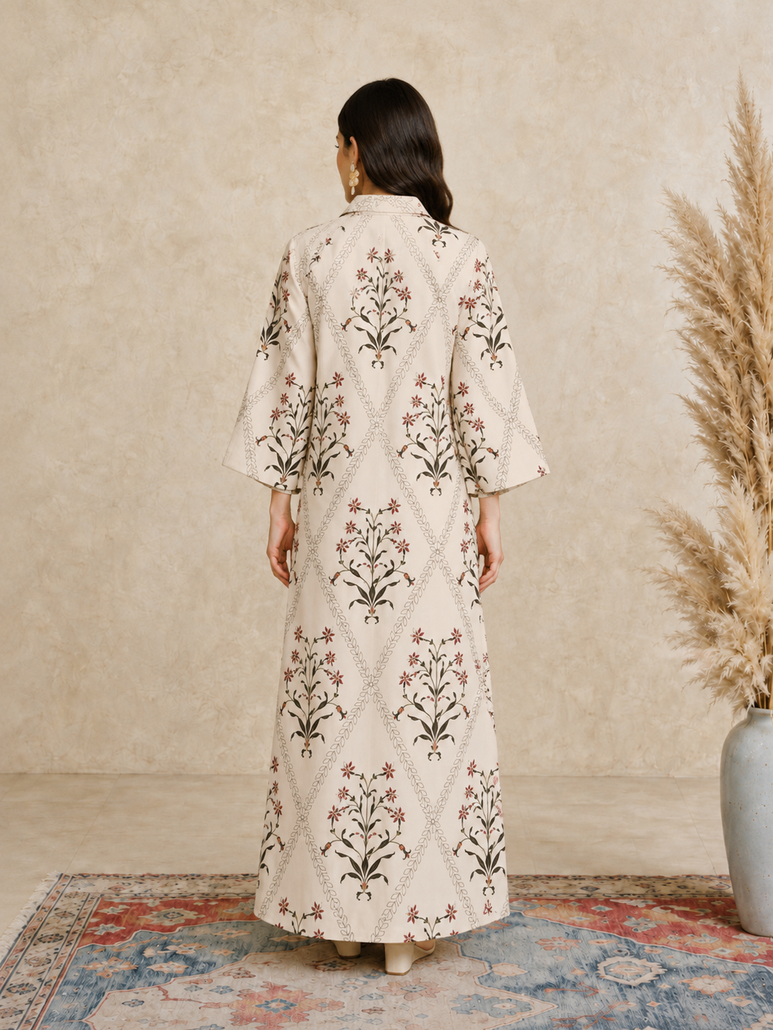 Multi Printed Open Collar Jalabiya
