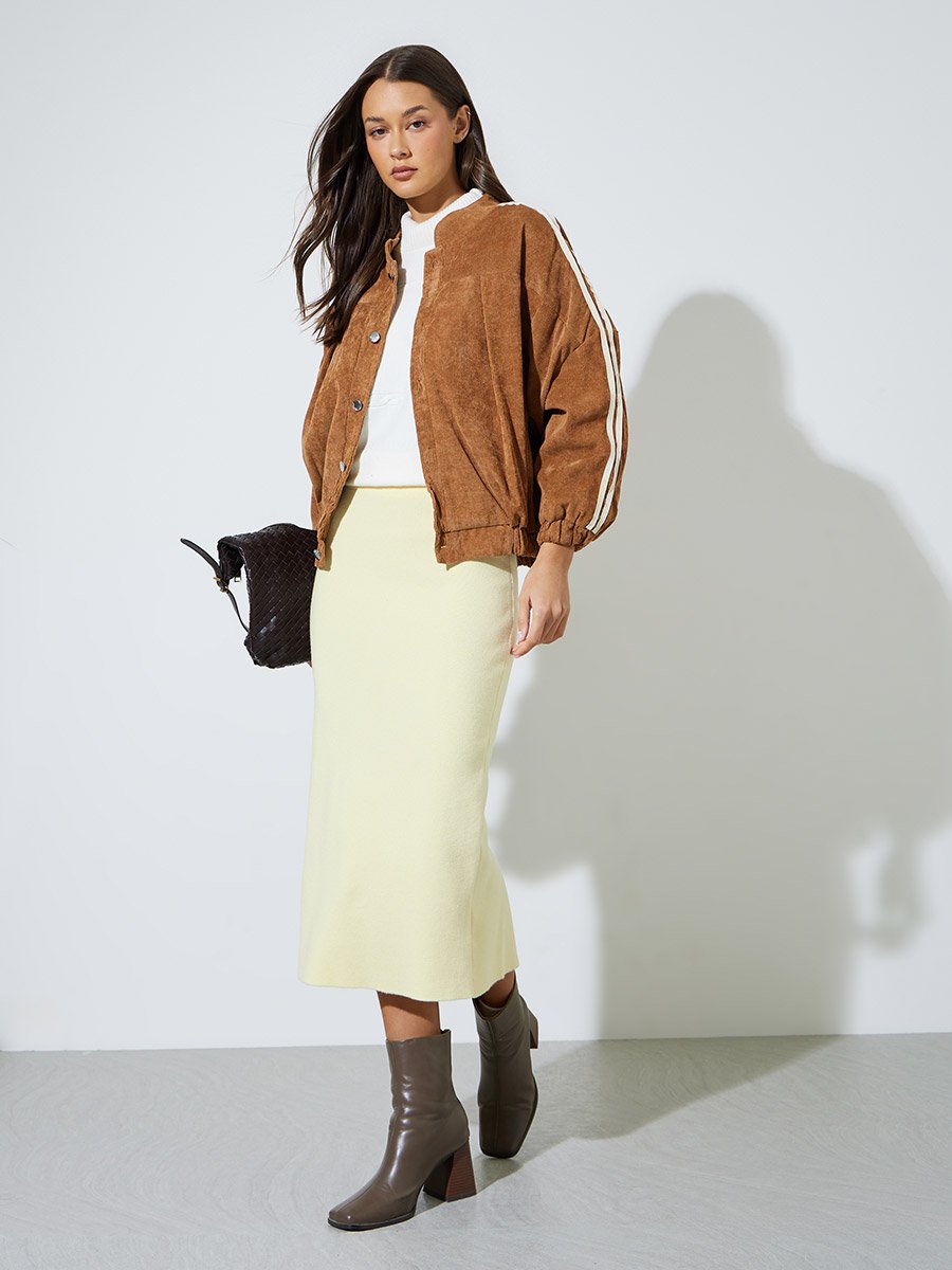 Khaki Side Stripe Bomber Jacket