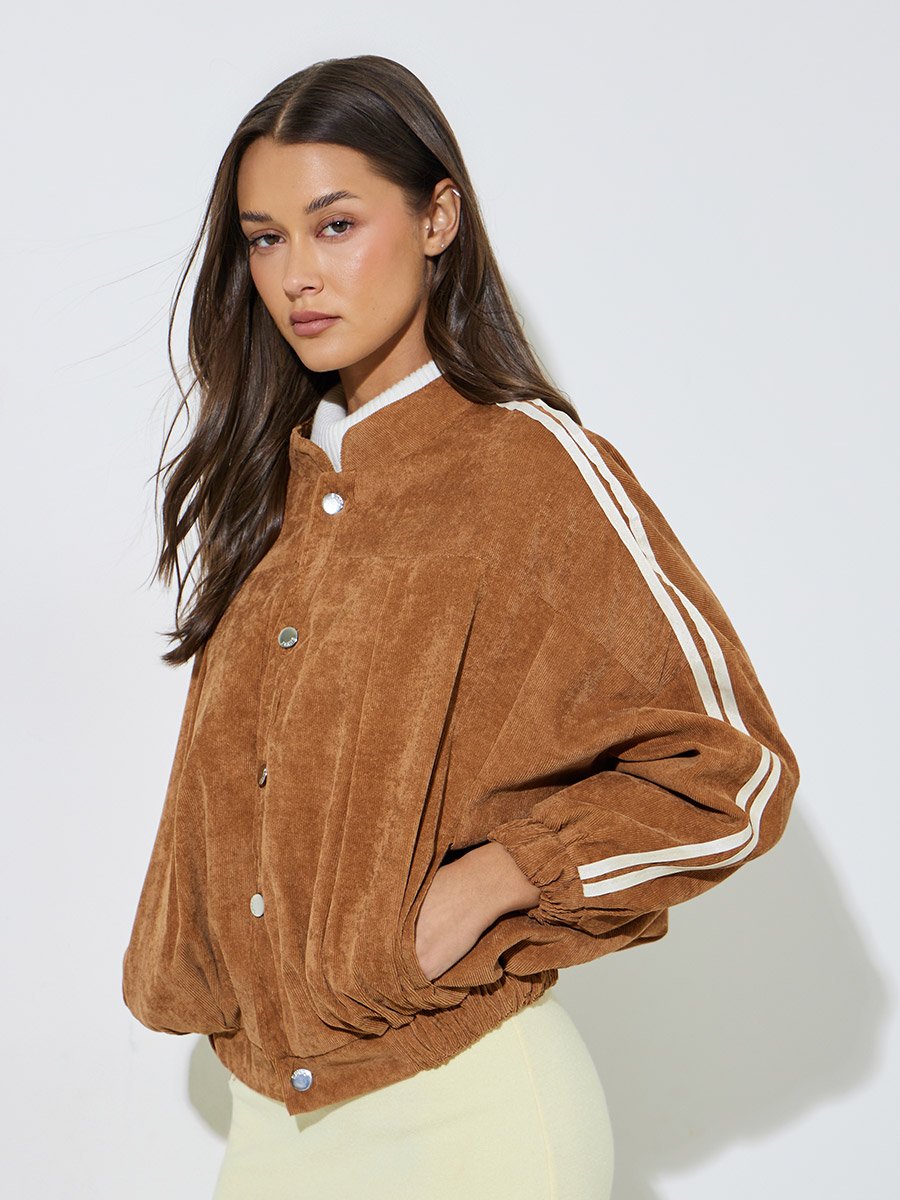 Khaki Side Stripe Bomber Jacket