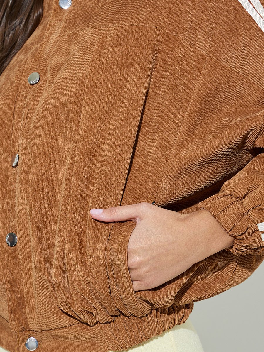Khaki Side Stripe Bomber Jacket