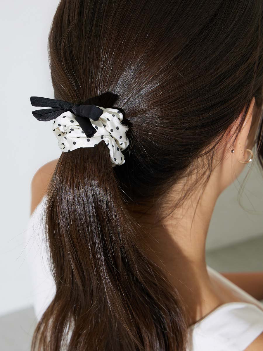 Pack of 2 - Multi-Color Polka Dot Scrunchie with Bow Detail