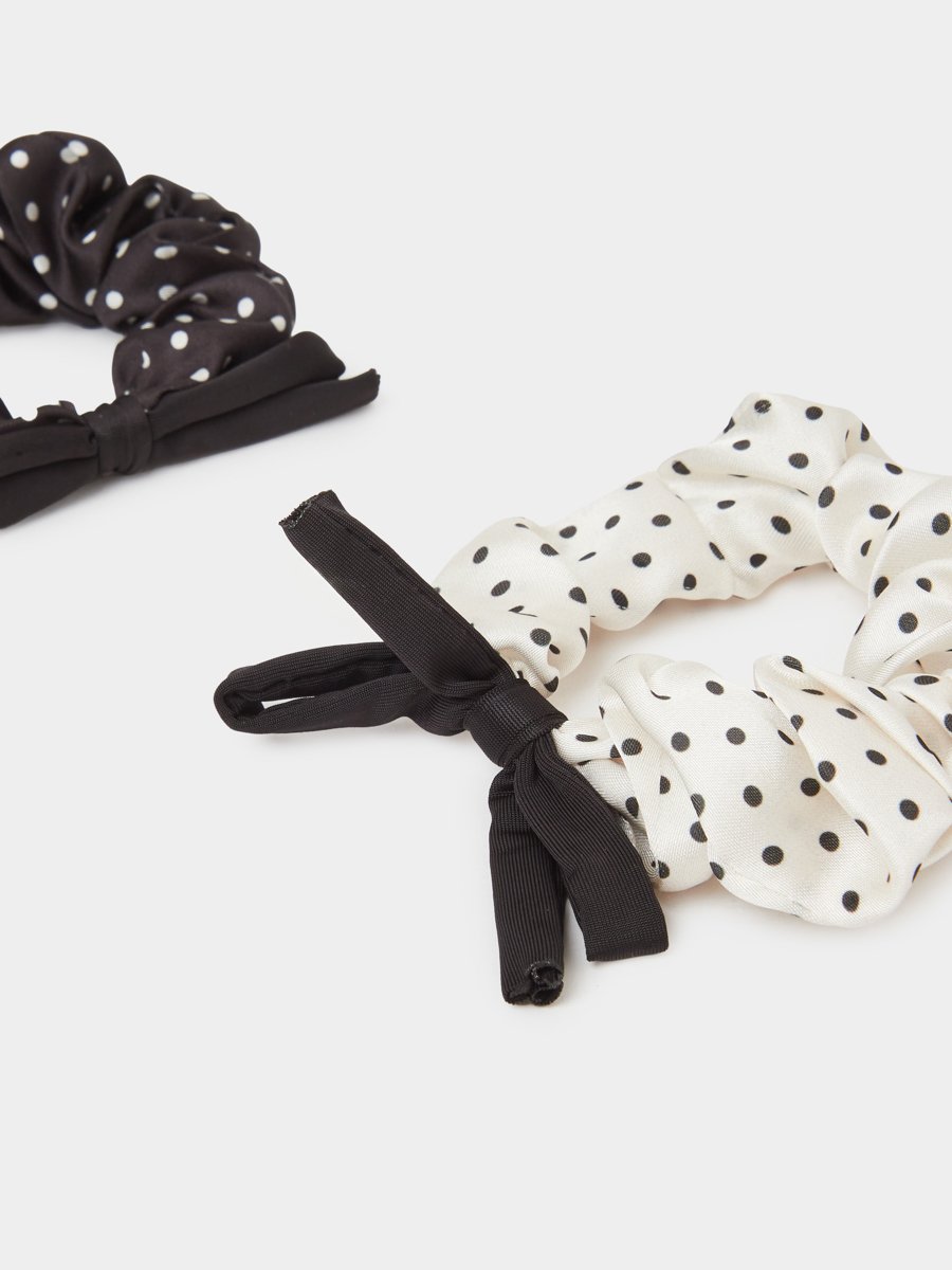 Pack of 2 - Multi-Color Polka Dot Scrunchie with Bow Detail