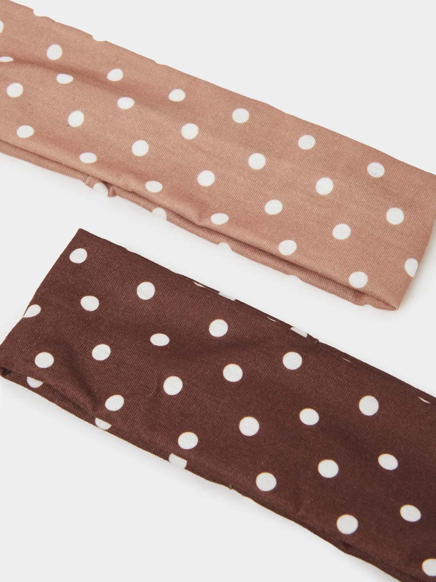 Brown and Taupe Polka Dot Print Headband