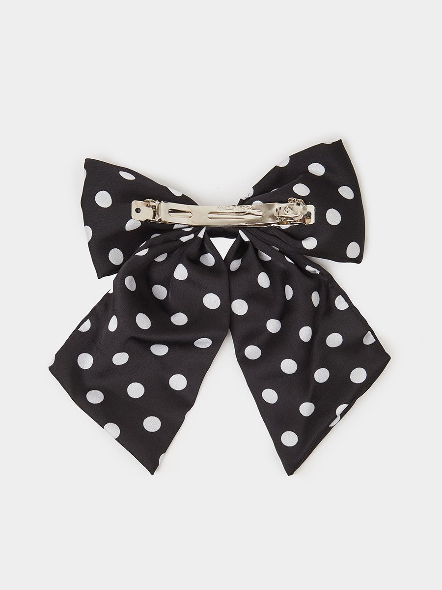 Black Polka Dot Bow Hair Clip