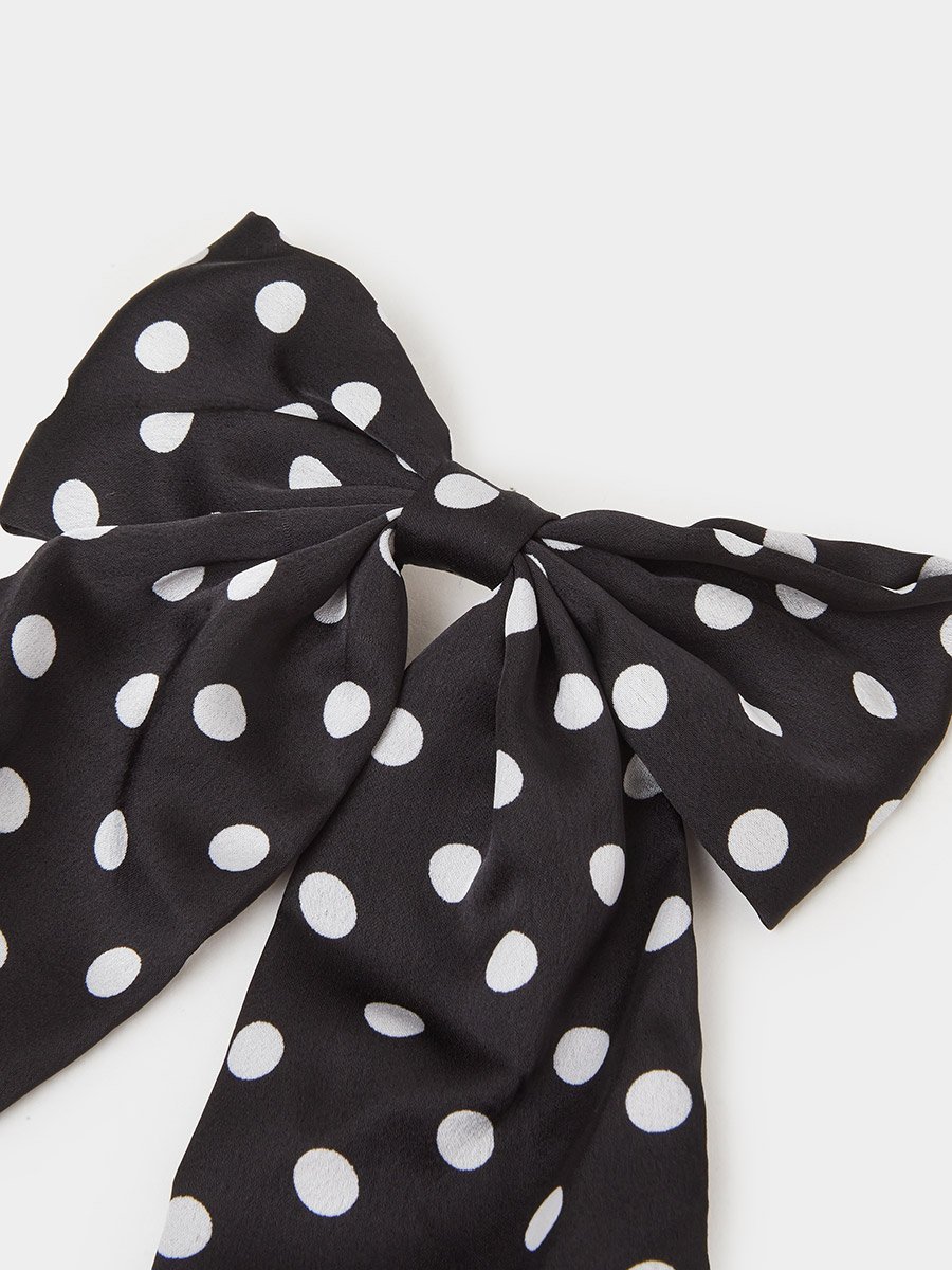 Black Polka Dot Bow Hair Clip