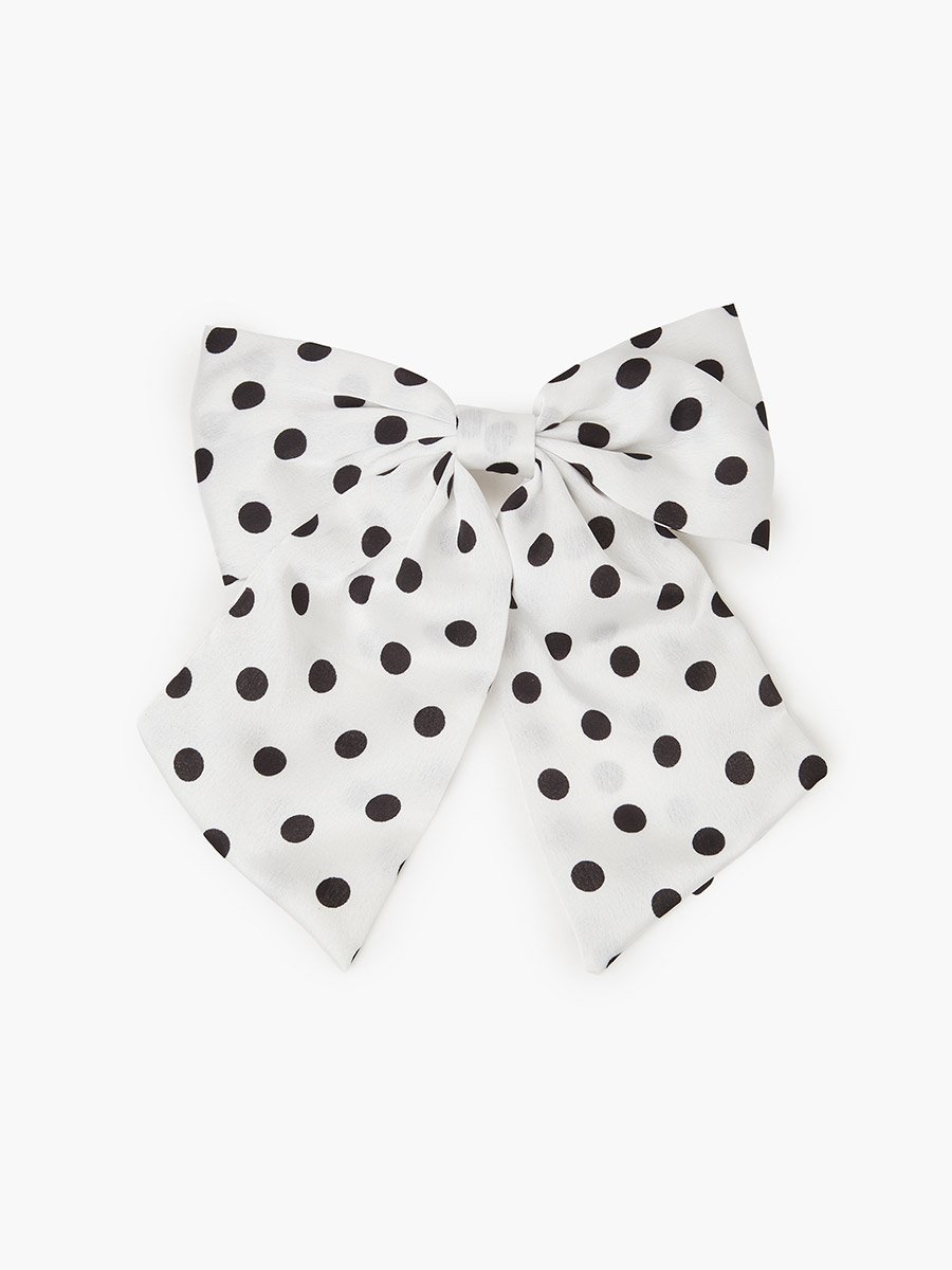 White Polka Dot Bow Hair Clip