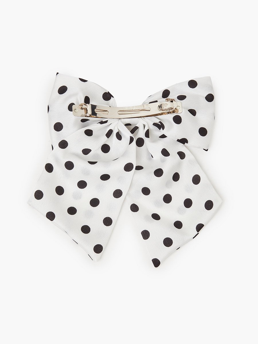 White Polka Dot Bow Hair Clip