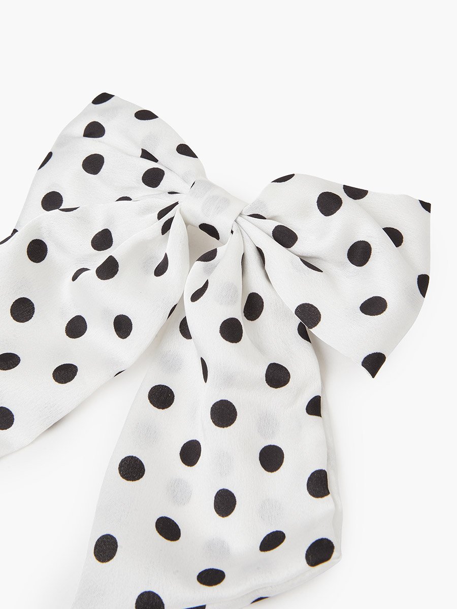 White Polka Dot Bow Hair Clip