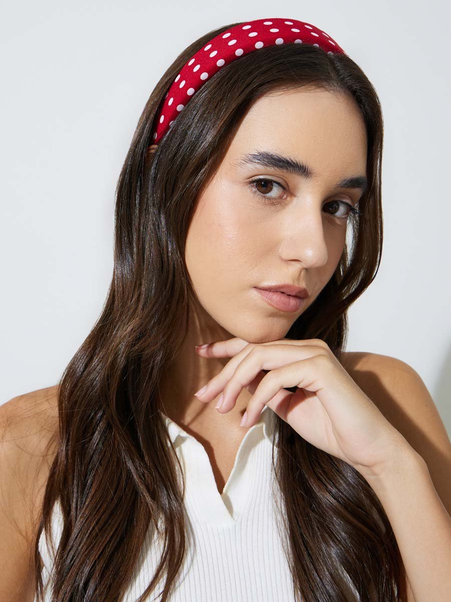 Red Polka Dot Padded Headband