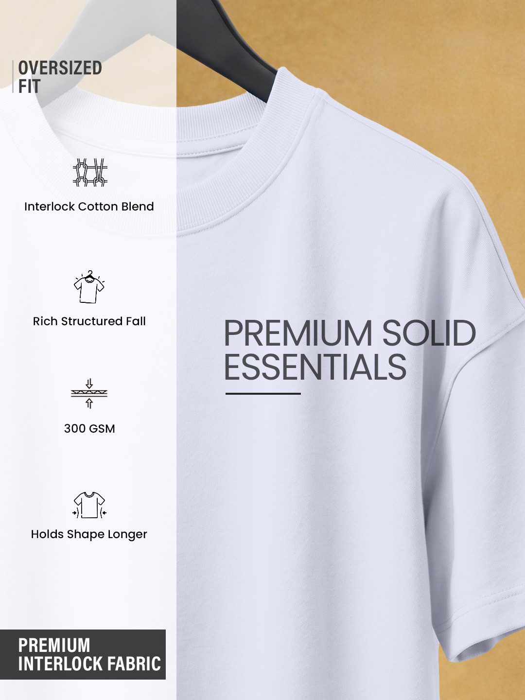 Men Premium Interlock Cotton Oversized T-Shirt