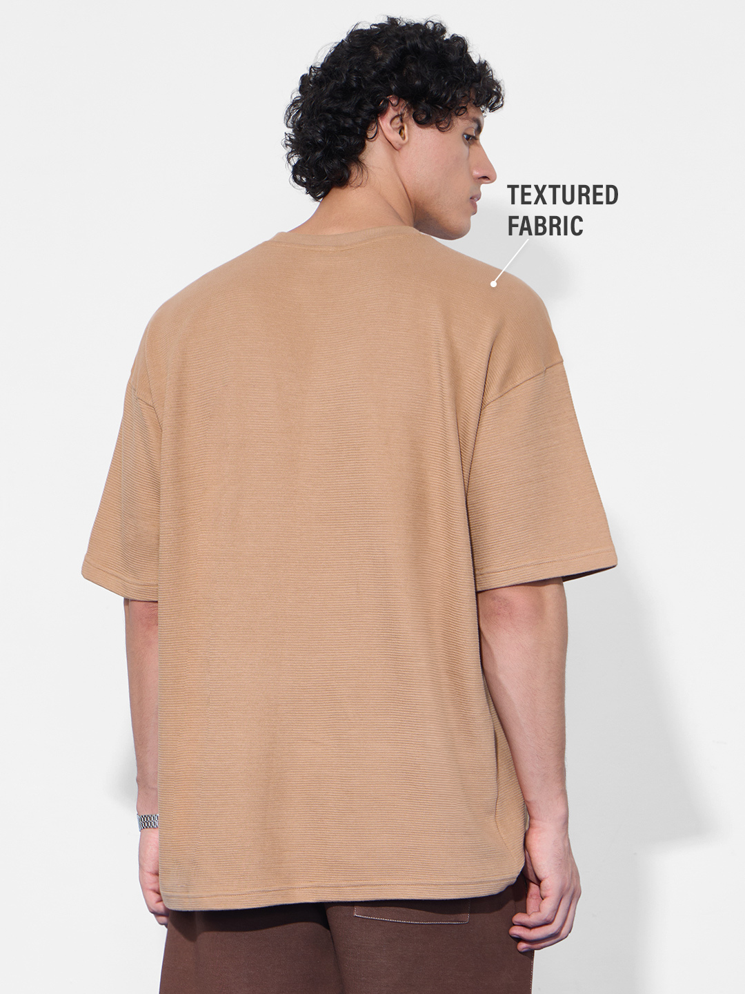 Beige Embroidered Daffy Duck Sarcasm Graphic Oversized T-Shirt