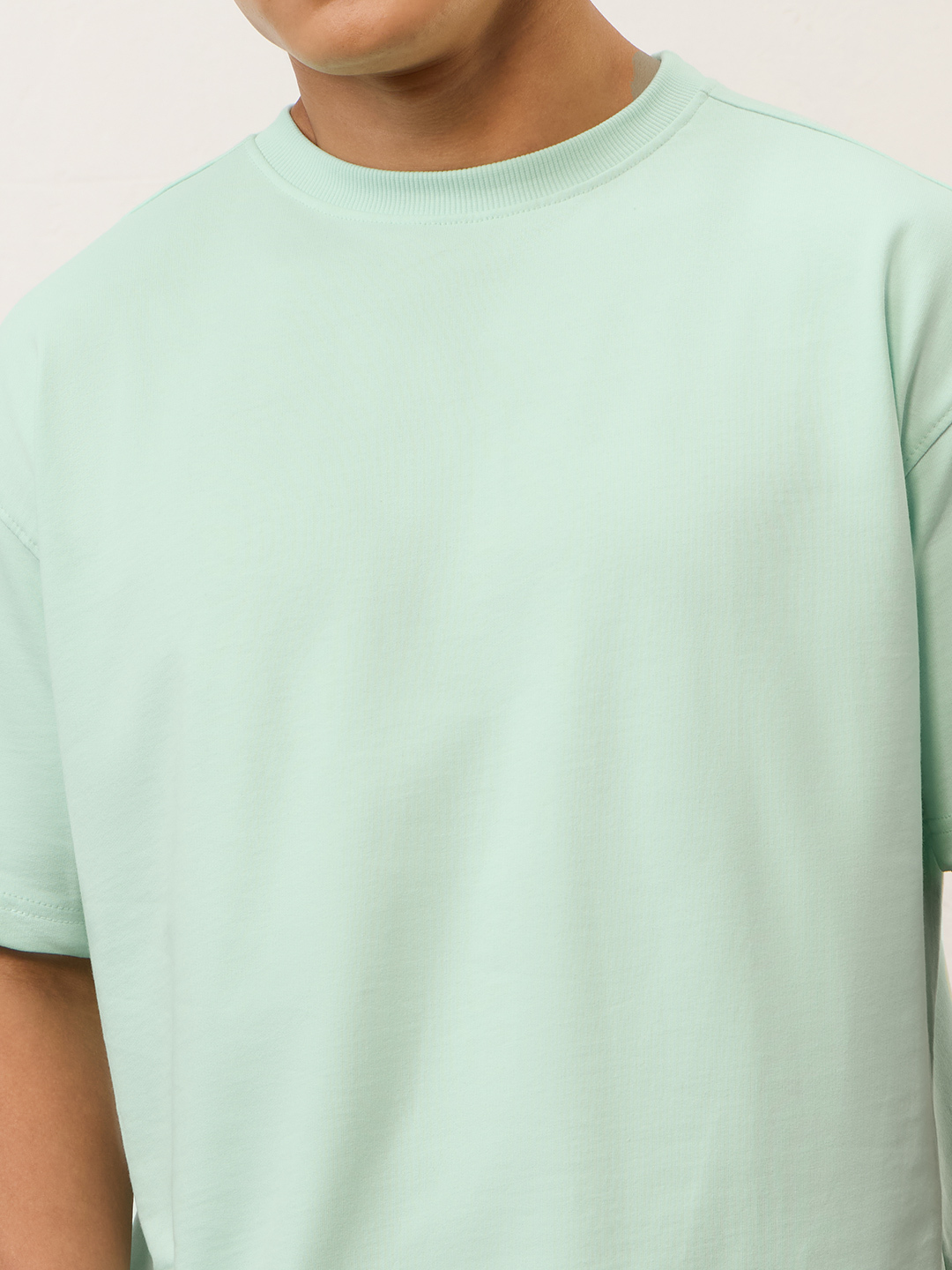 Men Oversized Mint Green Cotton Round Neck T-Shirt