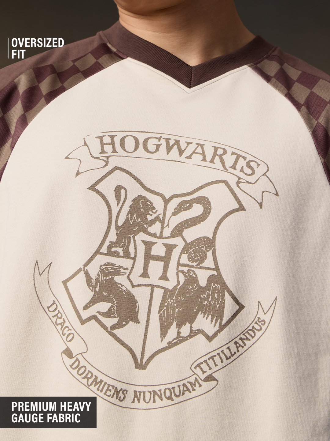 Men Harry Potter Hogwarts Graphic V-Neck Long Sleeve T-Shirt