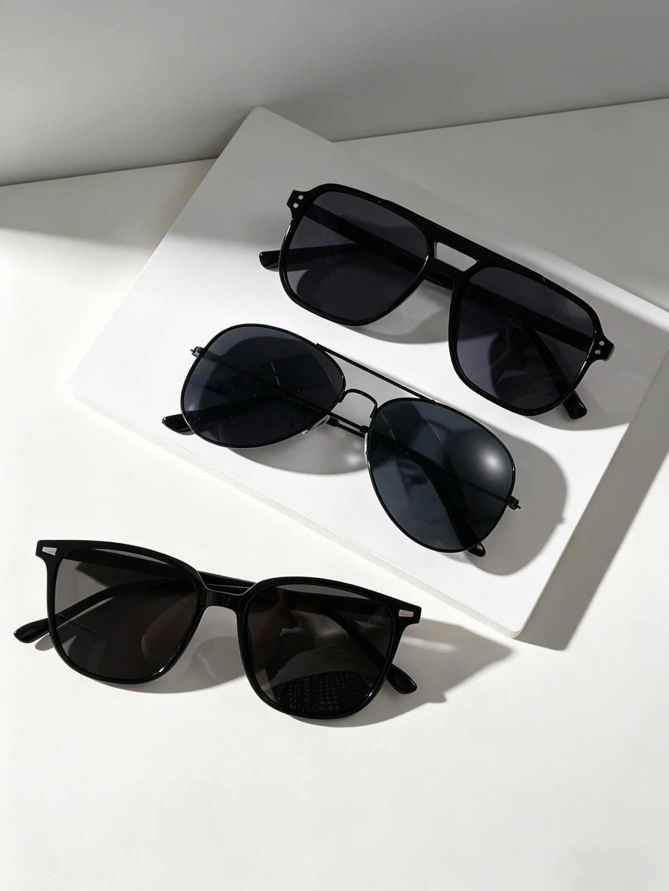Pack of 3 - Black Geometric Black Sunglasses