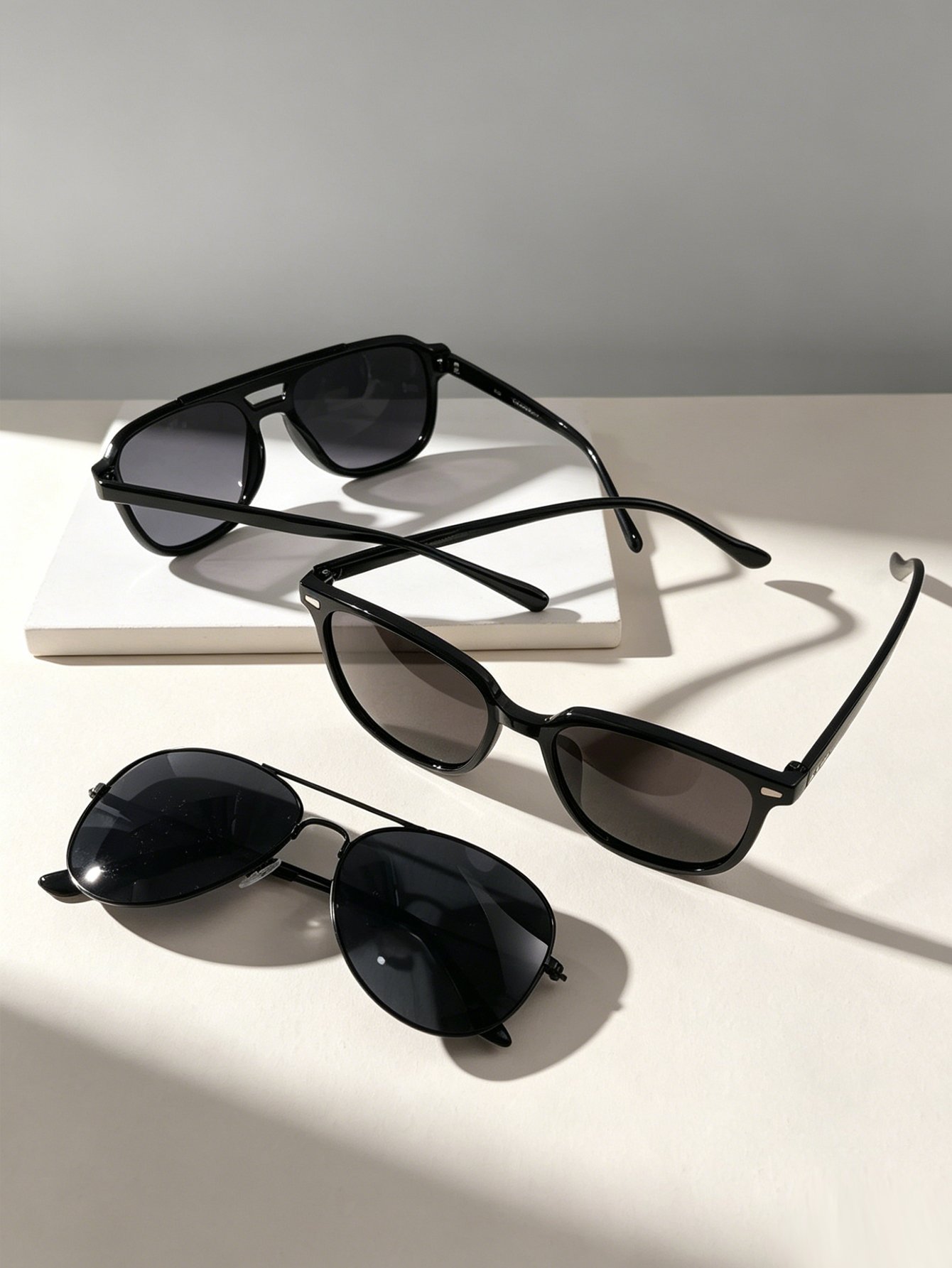 Pack of 3 - Black Geometric Black Sunglasses