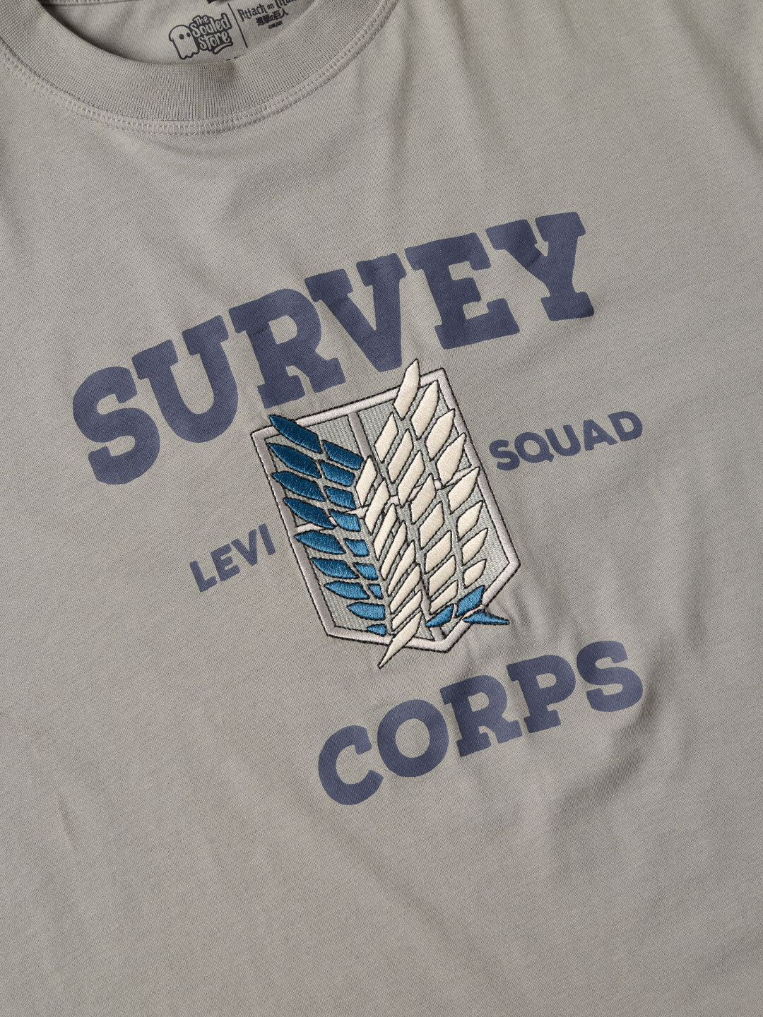 Men Grey Attack on Titan Survey Corps Graphic Round Neck T-Shirt