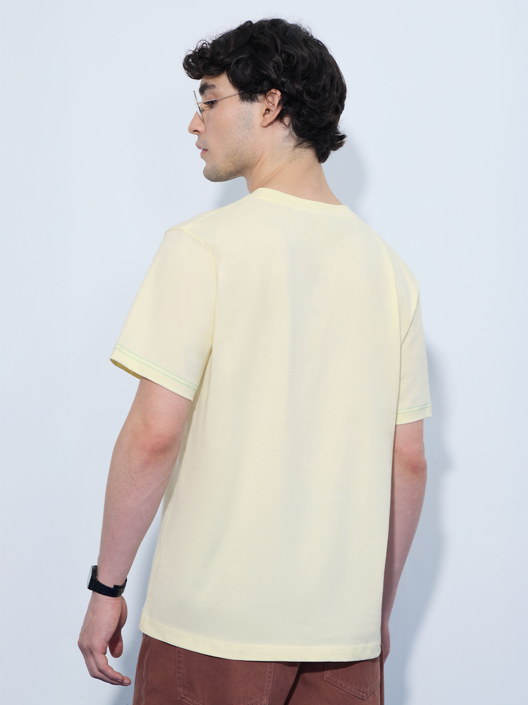 Men Yellow Harry Potter Birthday Cake Graphic Round Neck T-Shirt