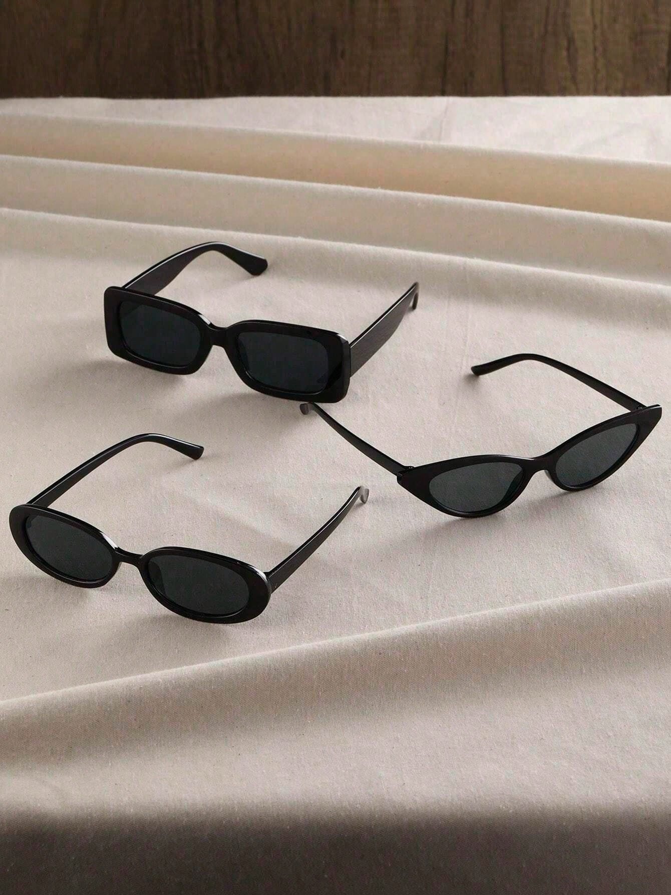 Pack of 3 - Black Geometric Sunglasses