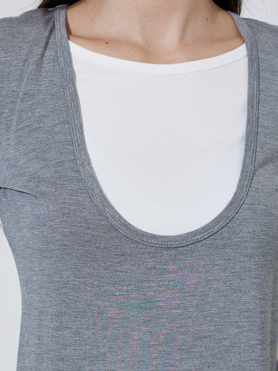 Grey Layered-Look Slim Fit Sweatshirt