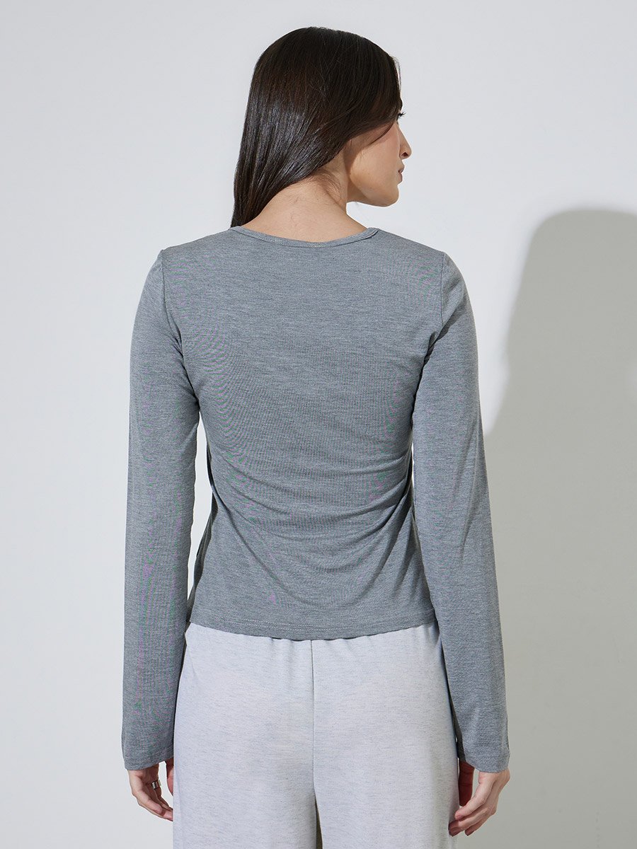 Grey Layered-Look Slim Fit Sweatshirt