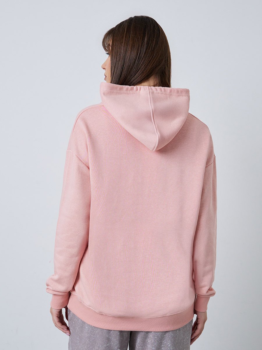 Pink Drawstring Hoodie with Kangaroo Pocket