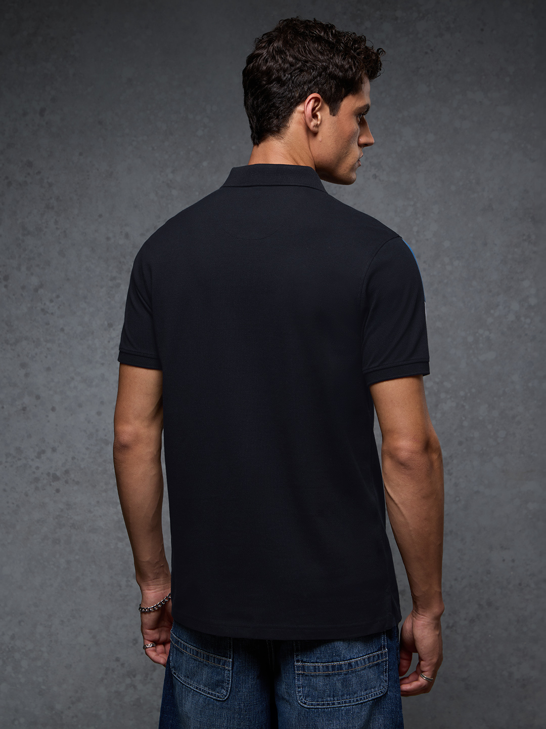 Men Spider-Man Embroidered Polo T-Shirt with Zip Detail
