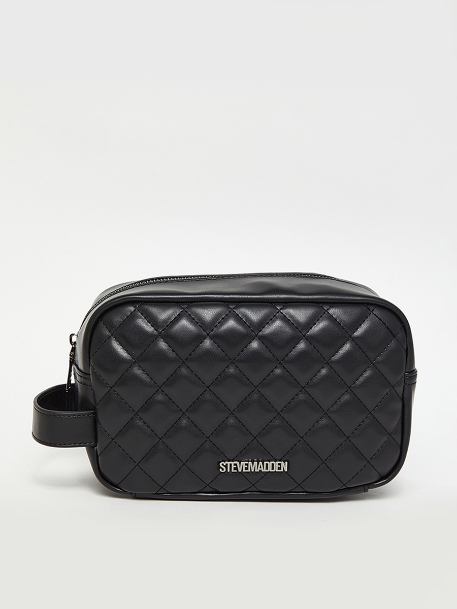 Men Black Quilted Zip Wash Bag