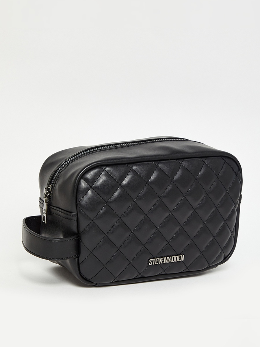 Men Black Quilted Zip Wash Bag