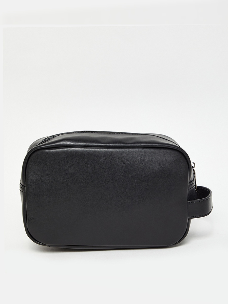 Men Black Quilted Zip Wash Bag