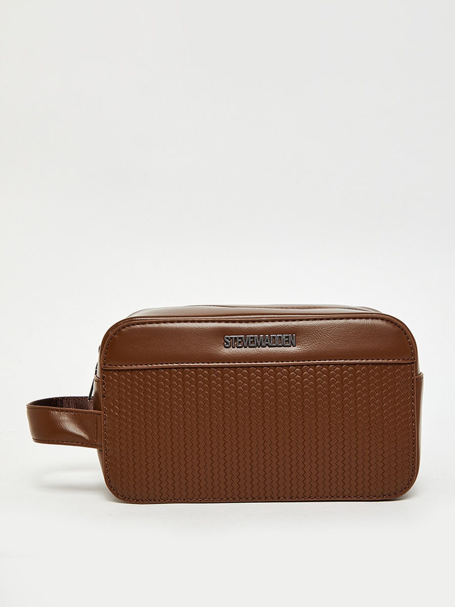 Men Brown Logo Wash Bag