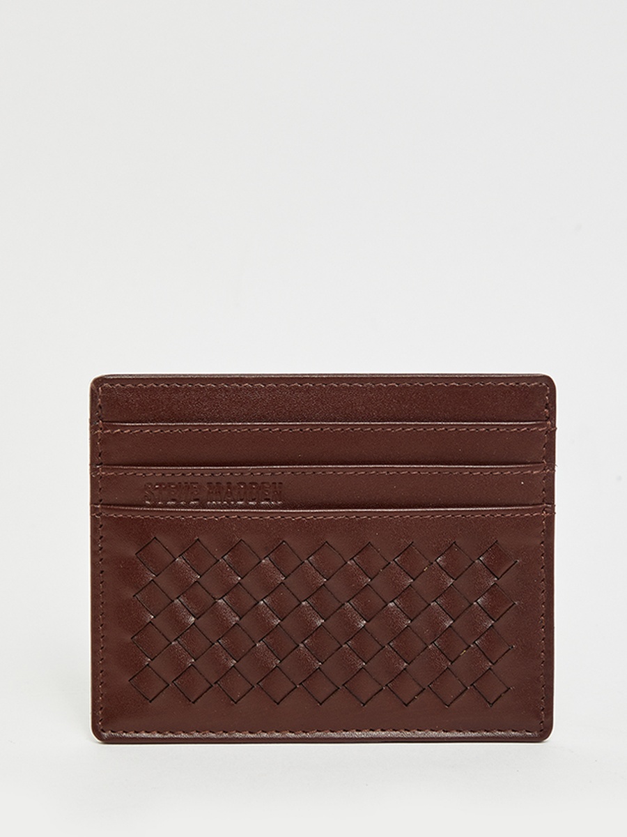 Men Brown Basket Weave Card Holder