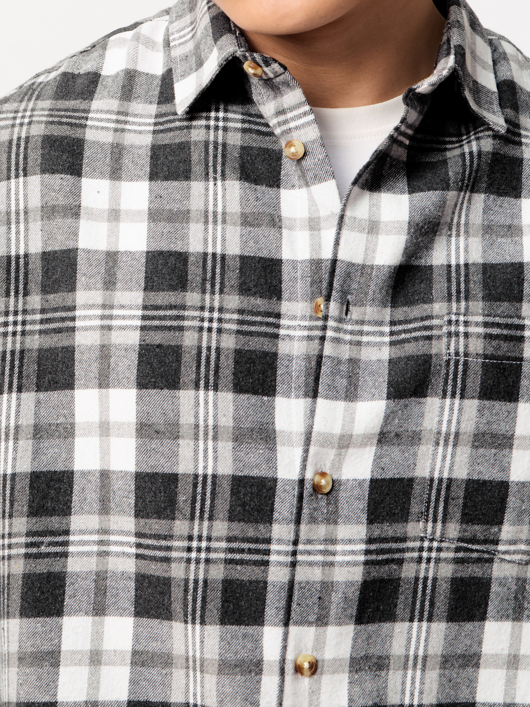 Men Multi-Check Spread Collar Shirt
