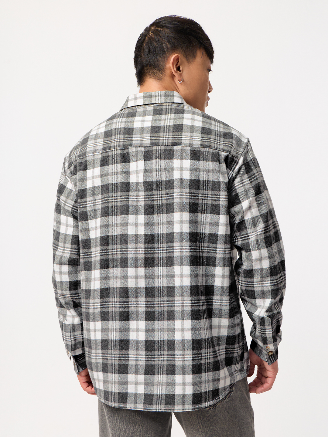 Men Multi-Check Spread Collar Shirt