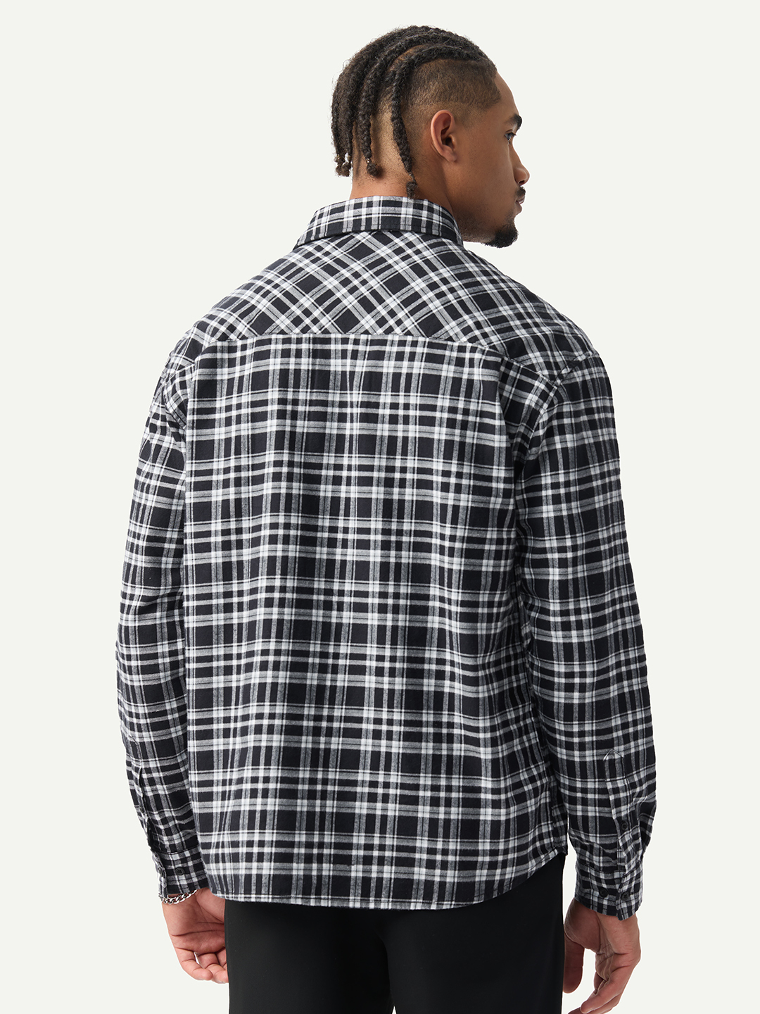 Men Black Checked Spread Collar Relaxed Fit Shirt