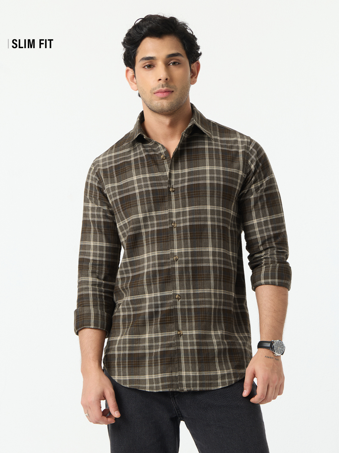 Men Multi-Color Checked Slim Fit Casual Shirt